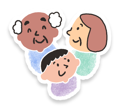 Icône du logo Vozéné représentant trois personnes d'une famille souriantes